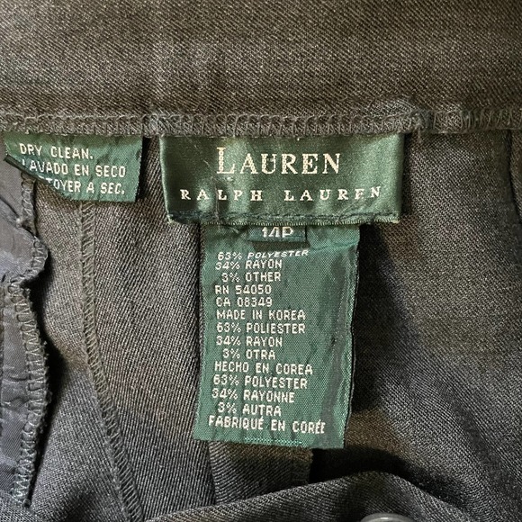 Lauren Ralph Lauren Gray Tweed Flat Front Pants - Petite Size 14P - High Rise - Picture 3 of 5